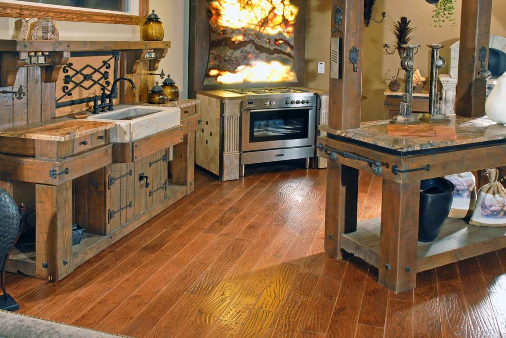 cozy rustic kitchen with hardwood flooring